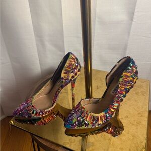 Steve Madden Purple and Blue Embellished Heels size 6